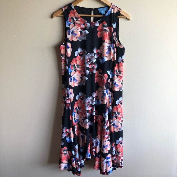 CeCe by Cynthia Steffe black floral dress - Picture 3 of 8